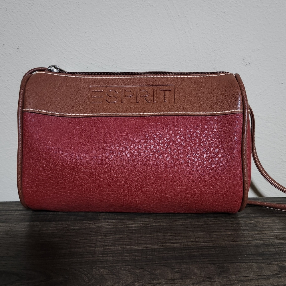 Vintahe Esprit Two-Tone Red and Tan Crossbody Bag